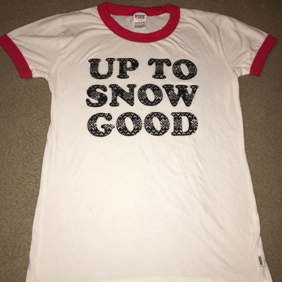 PINK Up to Snow Good Ringer T-shirt - Picture 1 of 3